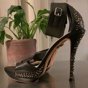 L.A.M.B. Leather Studded Platform Shoes